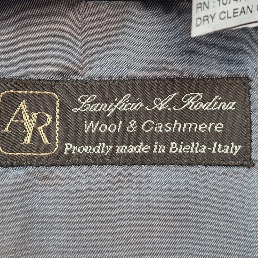 Sarar Wool Cashmere Sport Coat Mens 46R Italian Fabric 2-Button Blazer Gray New